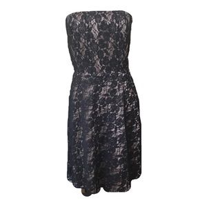 Ann Taylor Loft strapless black lace dress 8